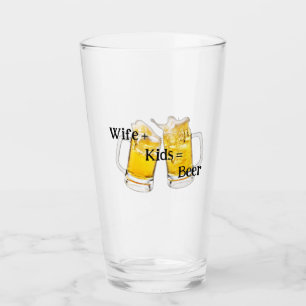 wife+kids=beer fathers day custom drinking glass