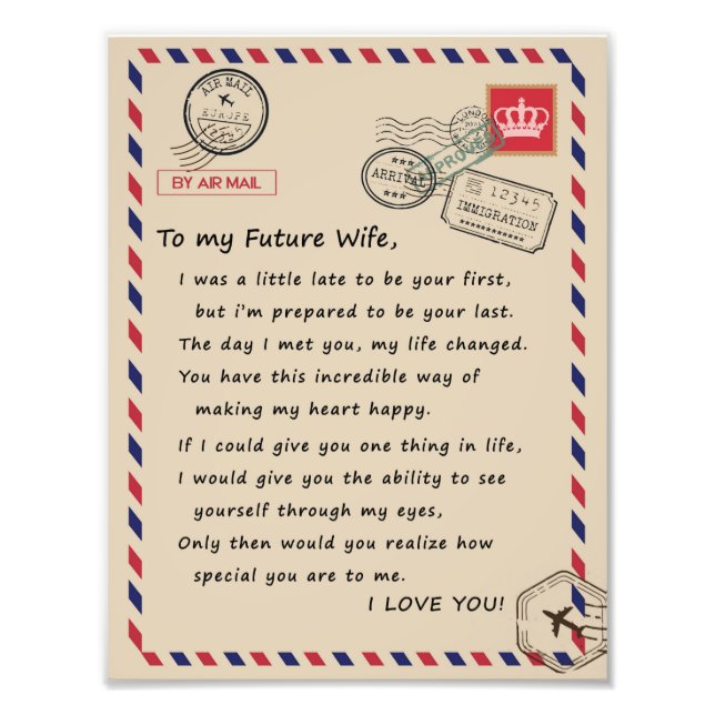 Wife Lovers | To My Future Wife I Love You Photo Print (Front)