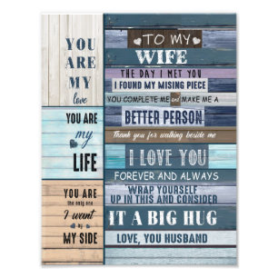 Wife Lovers   To My Wife I Love You Love Husband Photo Print