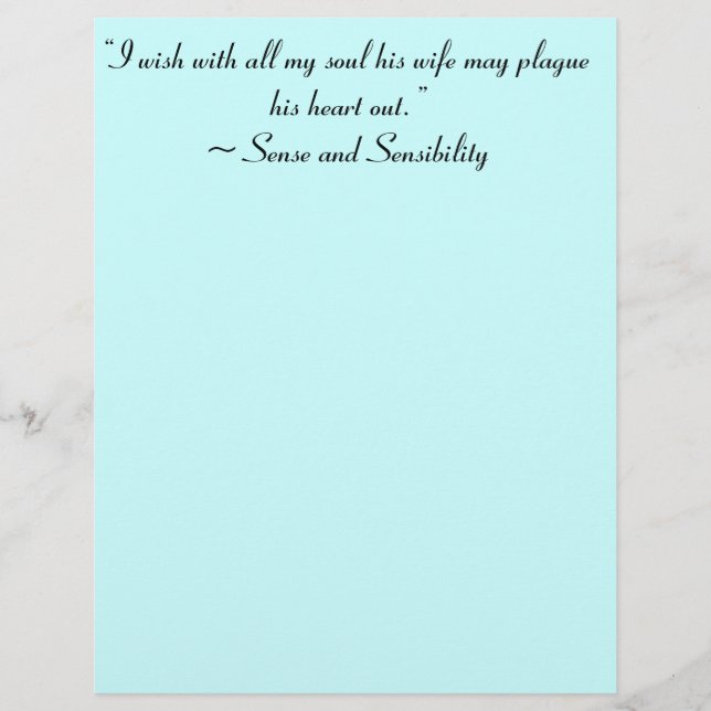 Wife May Plague His Heart Jane Austen Book Quote (Front)