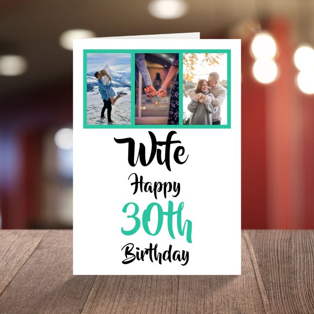 Wife Modern Photo Collage 30th Birthday Card (Creator Uploaded)