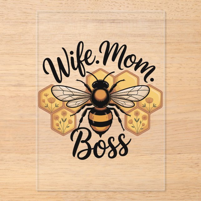 Wife. Mom. Boss Acrylic Invitations (Front)