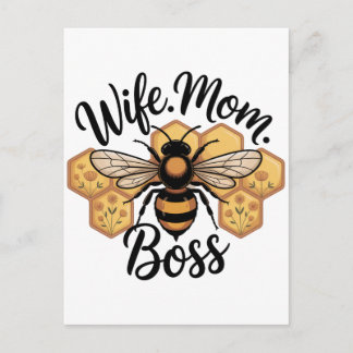 Wife. Mom. Boss Announcement Postcard