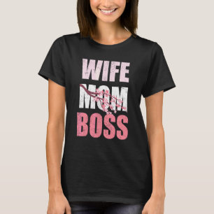 Wife Mom Boss Family Women Cherry Blossom Mothers  T-Shirt