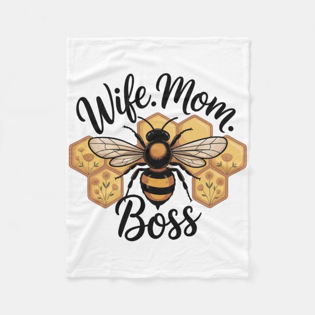 Wife. Mom. Boss Fleece Blanket (Front)
