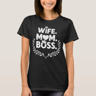 Wife Mom Boss Funny Mother's Day Wreath T-Shirt