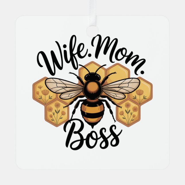 Wife. Mom. Boss Metal Tree Decoration (Front)