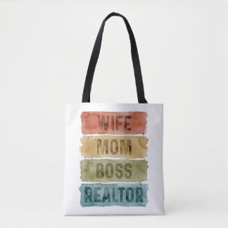 Wife Mom Boss Realtor Watercolor Personalized Tote Bag