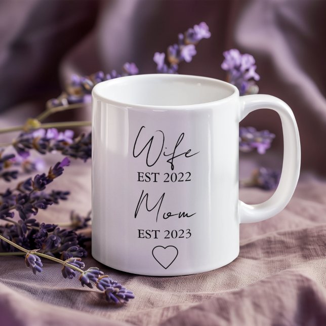 Wife & Mom Est. – Minimalist Valentine Gift Large Coffee Mug (Creator Uploaded)