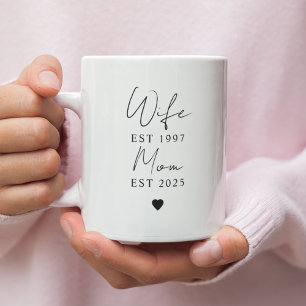 Wife Mom EST Year Mug   Minimalist Custom Family 