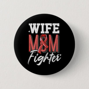 Wife Mom Fighter Brain Aneurysm Awareness Support 6 Cm Round Badge
