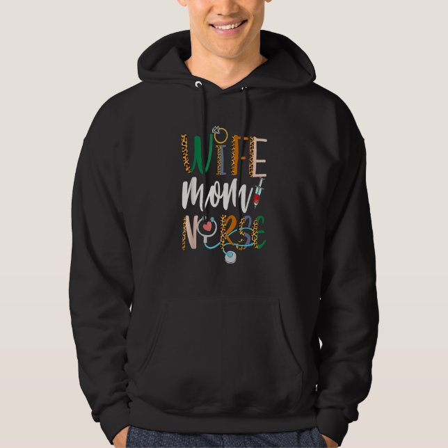 Wife Mom Nurse Womens RN LPN Mothers Day Nurse Wee Hoodie (Front)