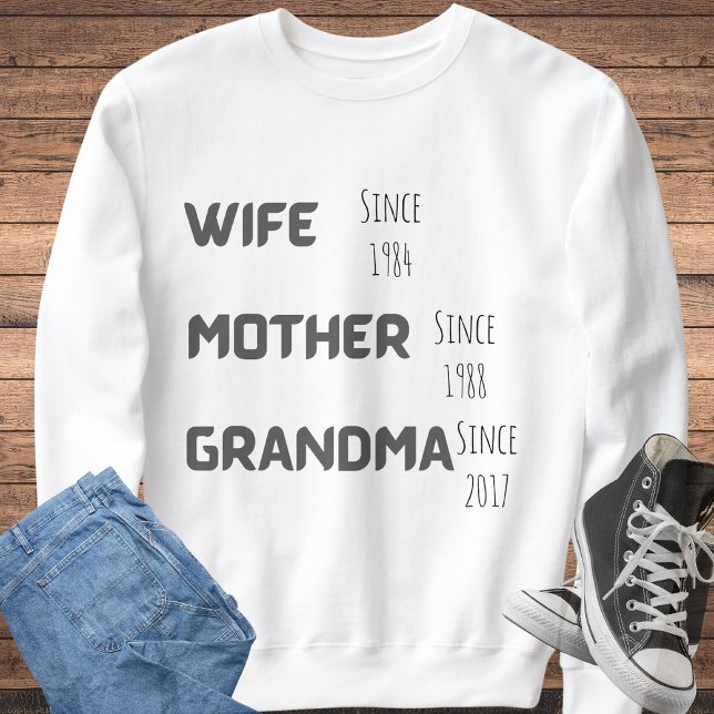 "Wife Mother Grandmother customise year Sweatshirt (Creator Uploaded)