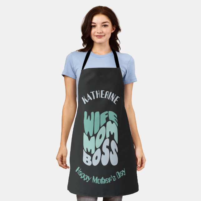 Wife, mum, boss custom apron (Worn)