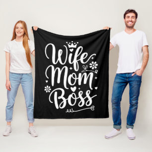 Wife Mum Boss Cute Mother's Day Gift Fleece Blanket