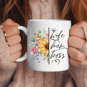 Wife, Mum, Boss Floral Speciality  Large Coffee Mug