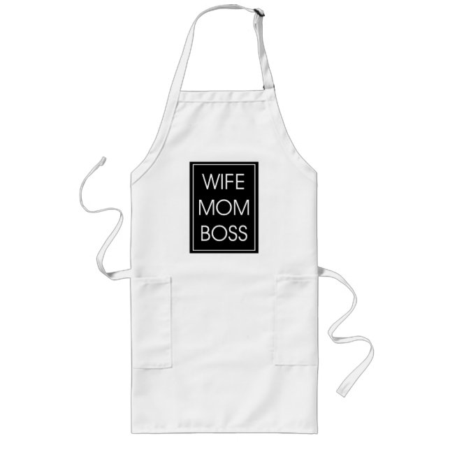Wife Mum Boss. Funny Mum Long Apron (Front)