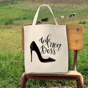 Wife Mum Boss Girly High Heel Fun Cute Tote Bag