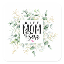 Wife mum boss water colour leaves mother’s day 