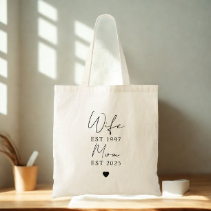 Wife Mum EST 2025    Custom New Mum Gift Tote Bag