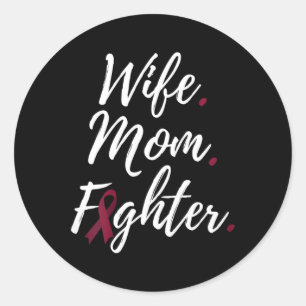 Wife Mum Fighter Brain Aneurysm Awareness  Classic Round Sticker