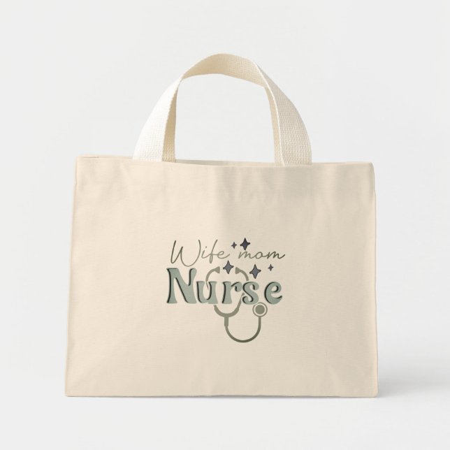 Wife Mum Nurse Gift for Nurse Mother's Day Mini Tote Bag (Front)