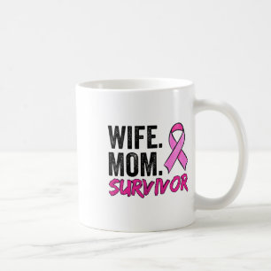 Wife Mum Survivor Apparel Breast Cancer Awareness  Coffee Mug