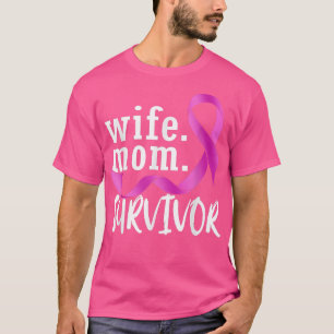 Wife Mum Survivor Pink Ribbon Breast Cancer Surviv T-Shirt