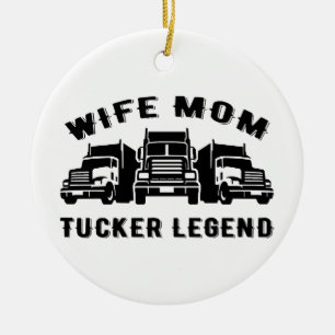 Wife Mum Trucker Legend Quotes Ceramic Tree Decoration
