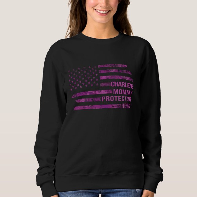 Wife Mummy Protector Hero Camo Pink American Flag  Sweatshirt (Front)