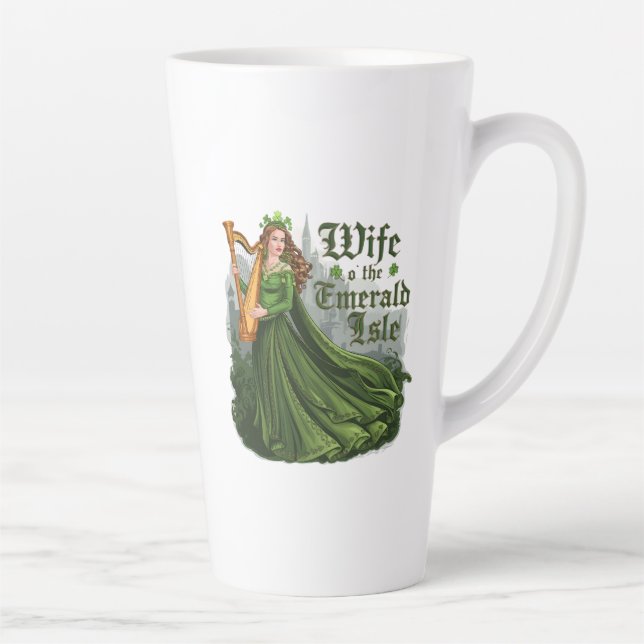 Wife o' the Emerald Isle – Celtic Irish Elegance  Latte Mug (Right)