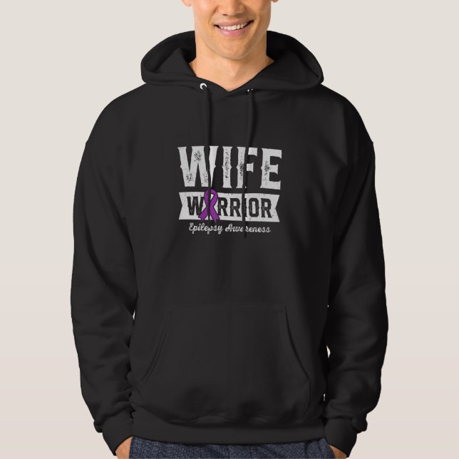 Wife of a Warrior Epilepsy Wife Purple Ribbon Supp Hoodie (Front)