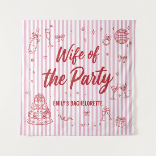 Wife of the Party Pink Striped Bachelorette Tapest Tapestry