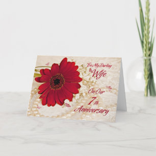 Wife on 7th wedding anniversary, a daisy flower card
