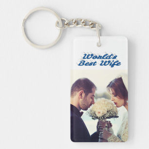 Wife Photo sea blue Key Ring