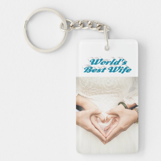 Wife Photo sky blue Key Ring (Front)