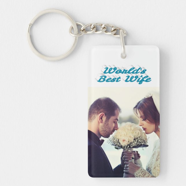 Wife Photo sky blue Key Ring (Front)
