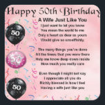 Wife Poem - 50th Birthday Square Sticker<br><div class="desc">A great gift for a wife on her 50th birthday</div>