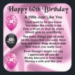 Wife poem - 60th Birthday Square Sticker<br><div class="desc">A great gift for a wife on her 60th birthday</div>