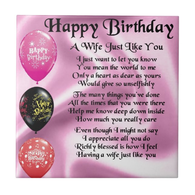 Wife Poem - Happy Birthday Design Tile (Front)