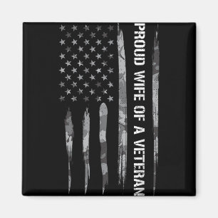 Wife_ Proud Wife Of A Veteran - American Flag  Magnet