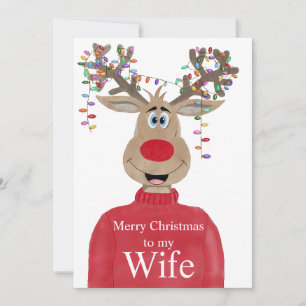 Wife Reindeer Christmas Customisable Holiday Card