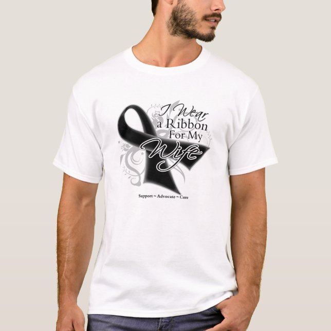 Wife Ribbon - Melanoma Skin Cancer T-Shirt (Front)