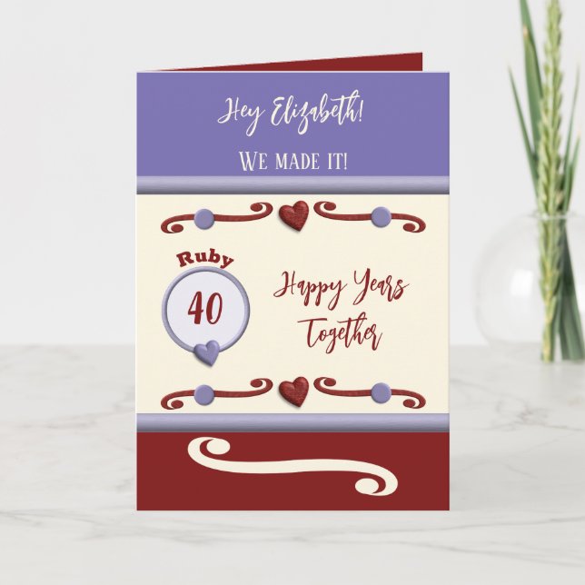 Wife Ruby 40th anniversary purple Card (Front)