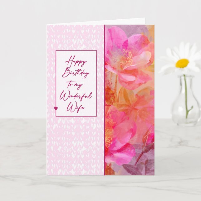 Wife’s, Birthday, Soft Pink Florals Card (Small Plant)