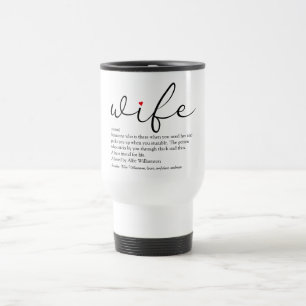 Wife Script Red Heart Black and White Personalised Travel Mug