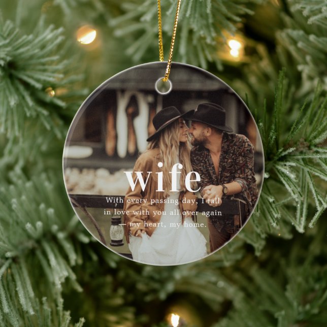 Wife | Sentimental Photo Keepsake Christmas Ceramic Tree Decoration (Tree)