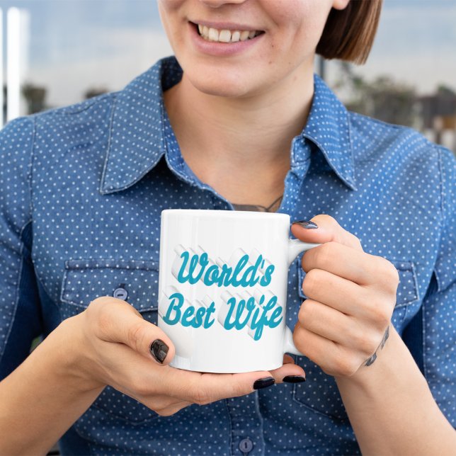 Wife sky blue half text  coffee mug (Creator Uploaded)