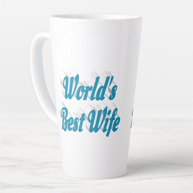 Wife sky blue text  latte mug (Left Angle)