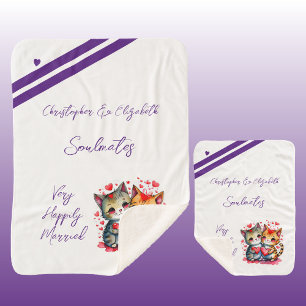 Wife soulmates cute cats anniversary gift sherpa blanket